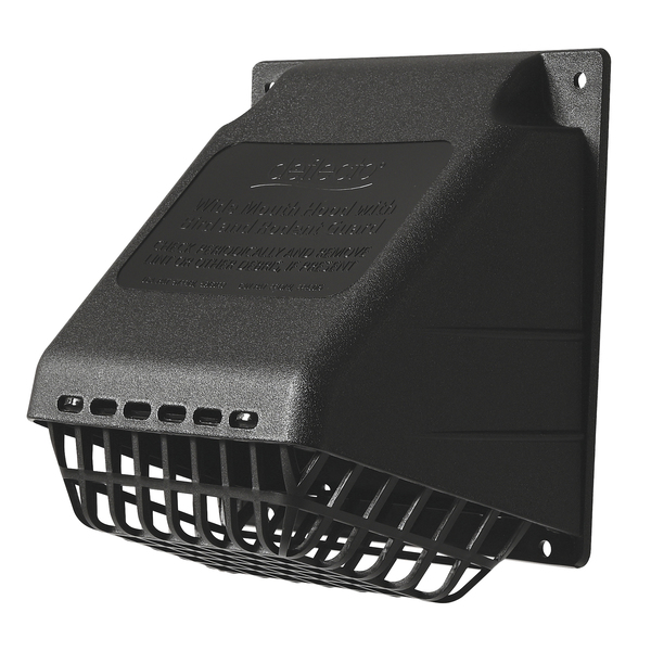 Deflecto HR4BLK/24 4-In. Plastic Wide-Mouth Dryer Vent Hood with Damper and Detachable Bird Guard (Black)